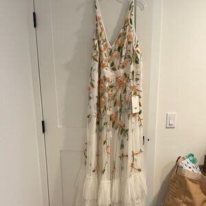 Mac Duggal White and Yellow Dress